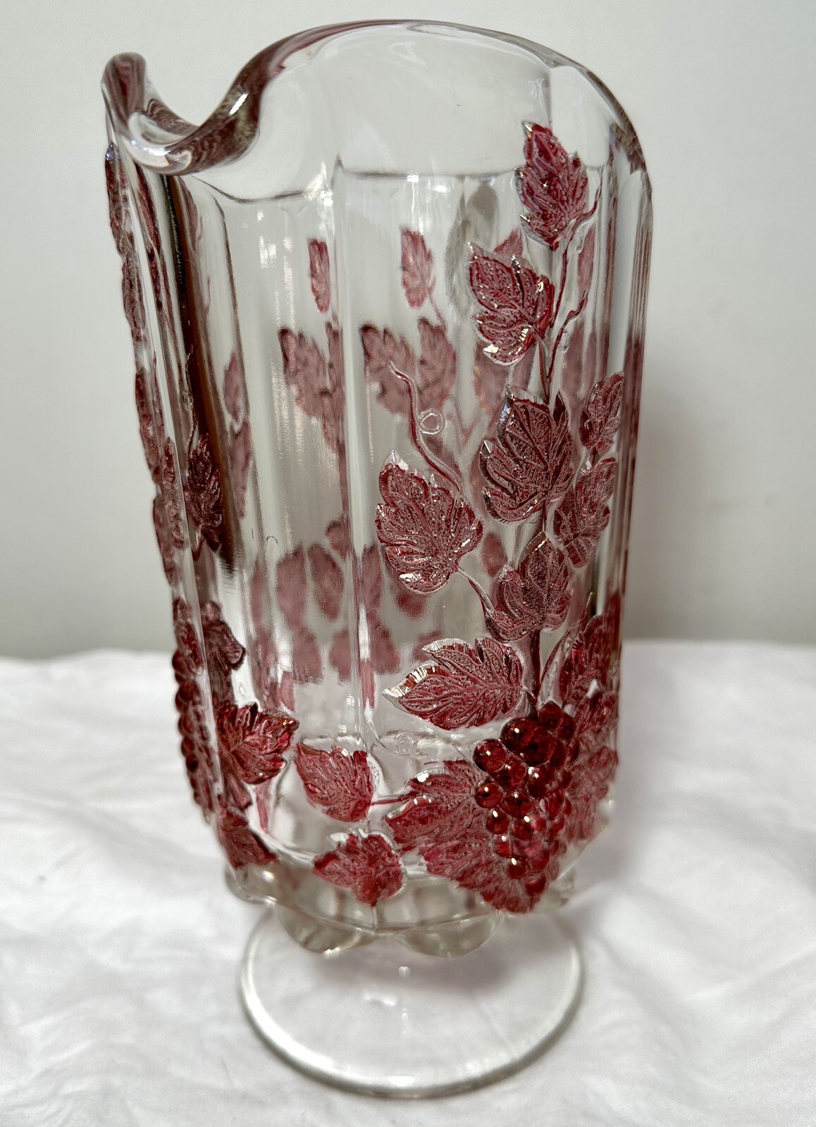 Westmoreland Glass Footed Pitcher - Paneled Purple Grape Leaf - Immaculate - Image 11