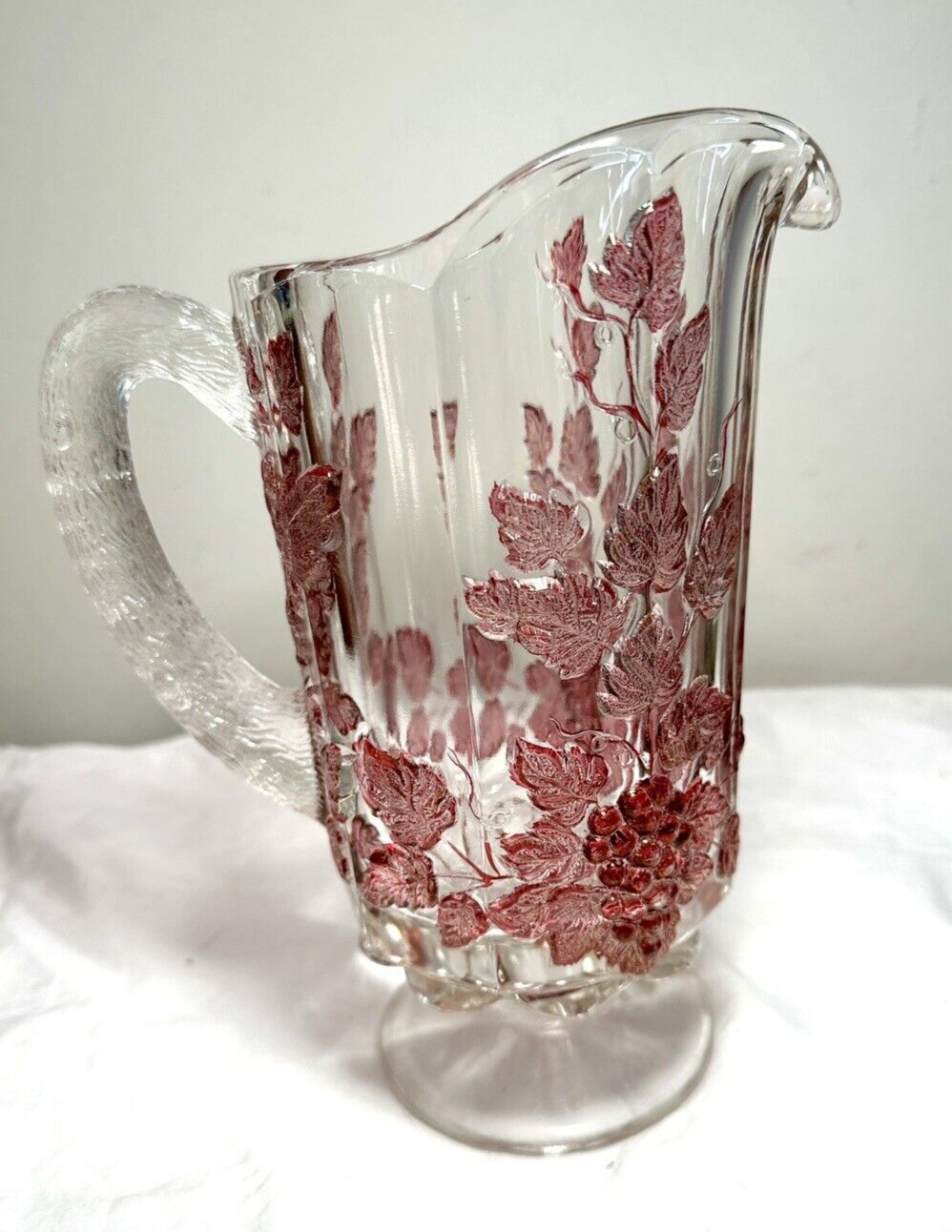 Westmoreland Glass Footed Pitcher - Paneled Purple Grape Leaf - Immaculate - Image 6