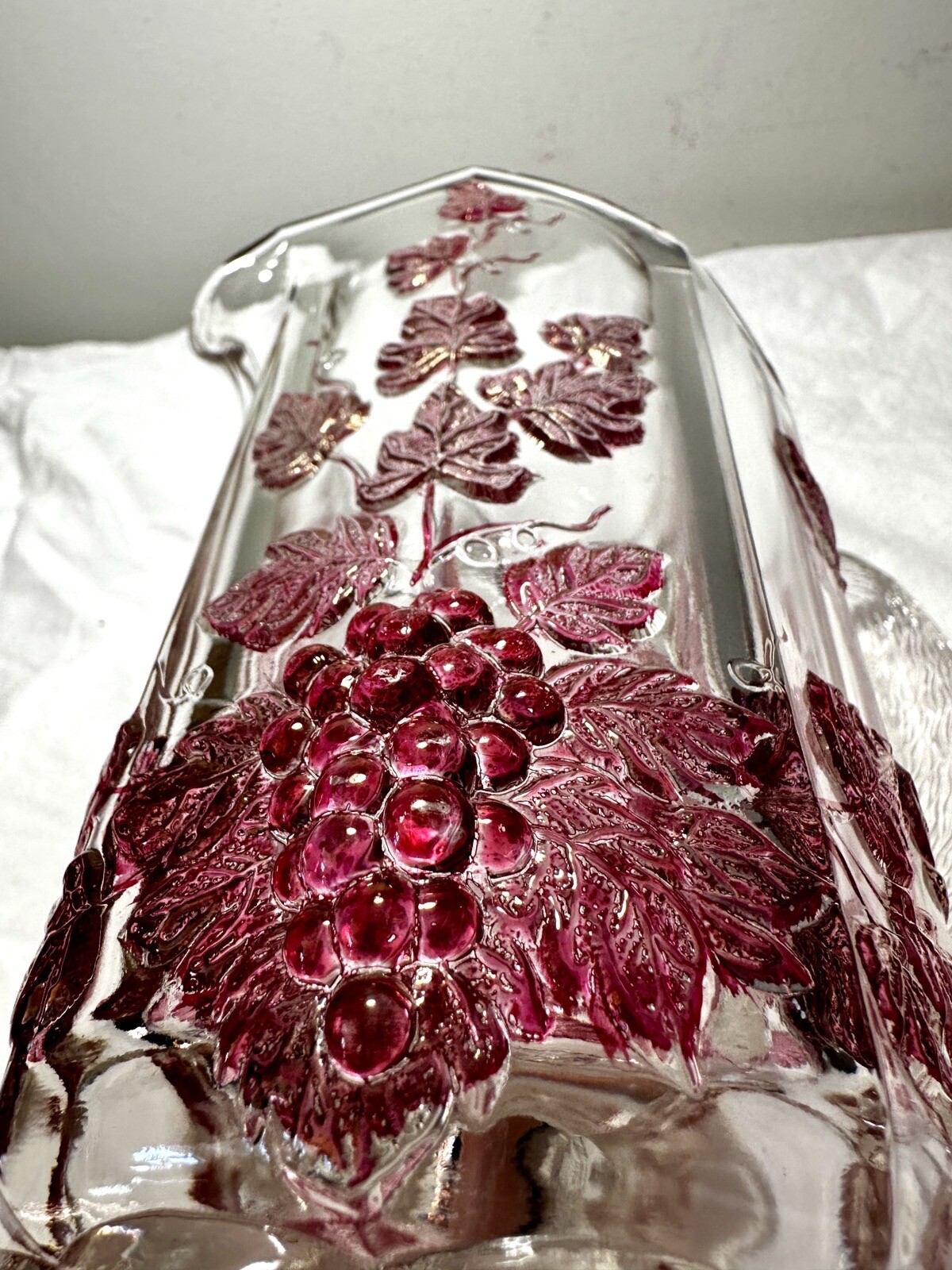 Westmoreland Glass Footed Pitcher - Paneled Purple Grape Leaf - Immaculate - Image 7