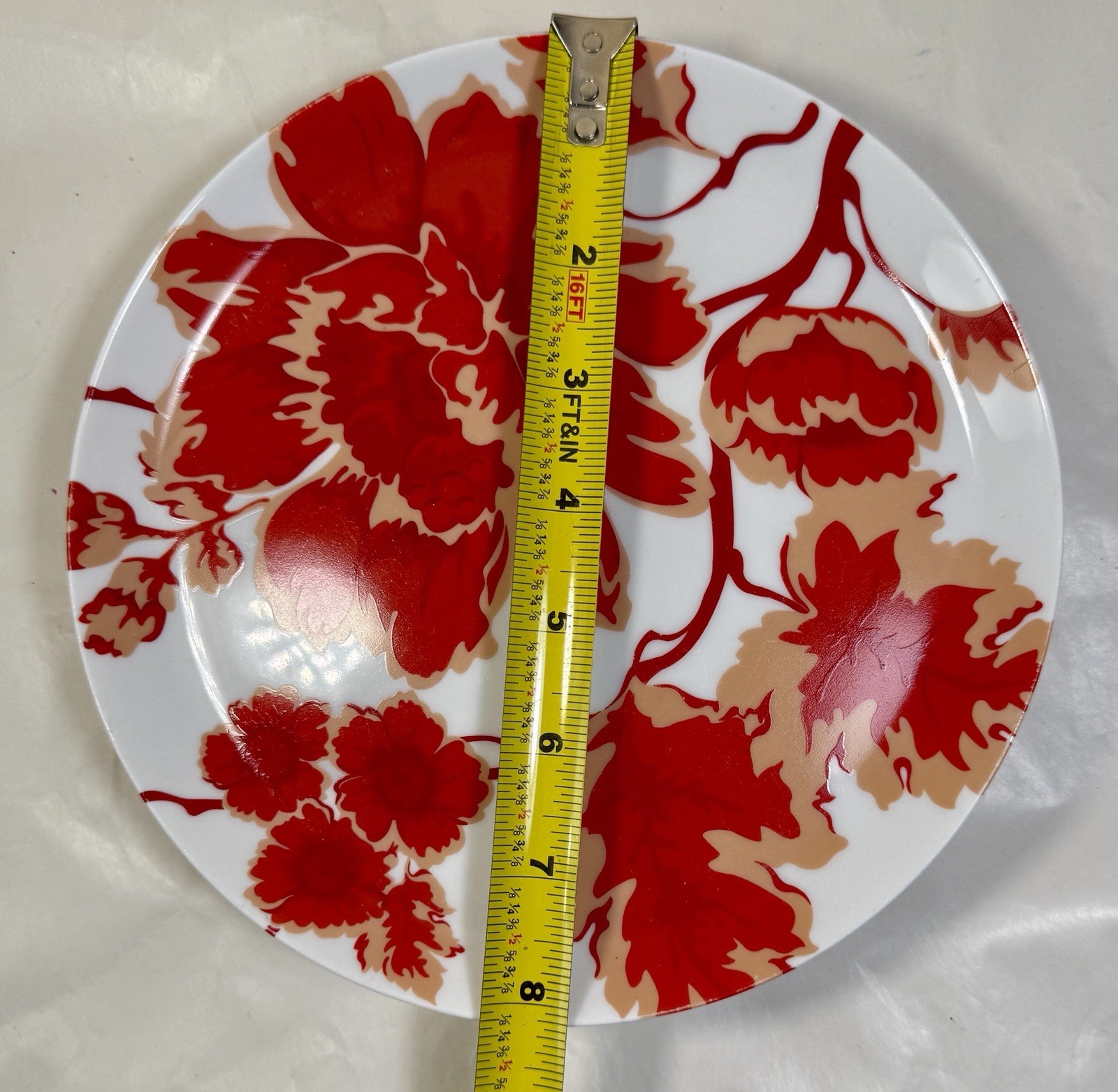 Set of 7 (Seven) Home Carmine Blossom Salad Plates - 8-3/8" - Image 3