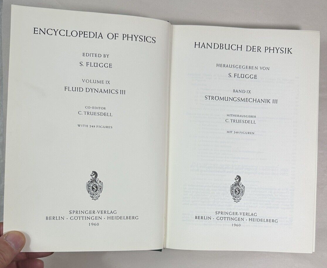 Encyclopedia of Physics - S. Flugge - Fluid Dynamics III - Springer Verlag HC