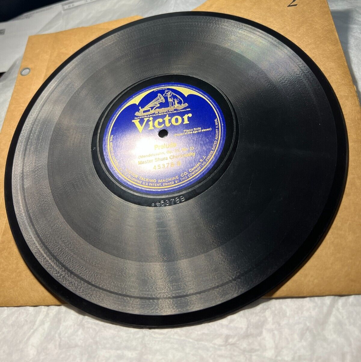 Shura Cherkassky 78rpm Single 10-inch Victor Records #45378 - 1920 Recording - Image 2