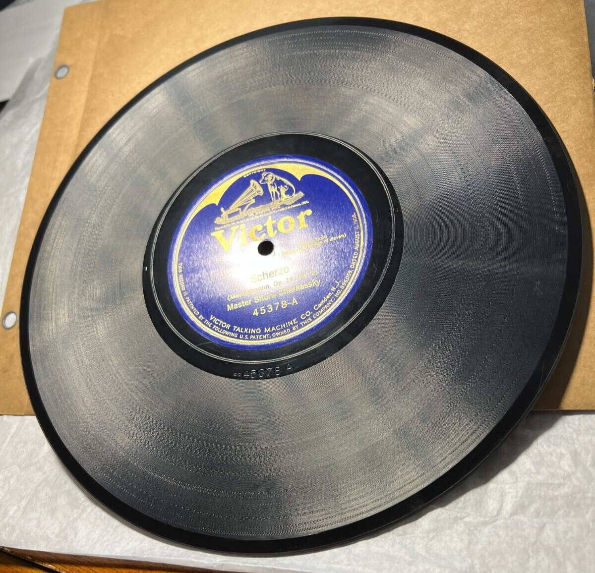 Shura Cherkassky 78rpm Single 10-inch Victor Records #45378 - 1920 Recording - Image 3