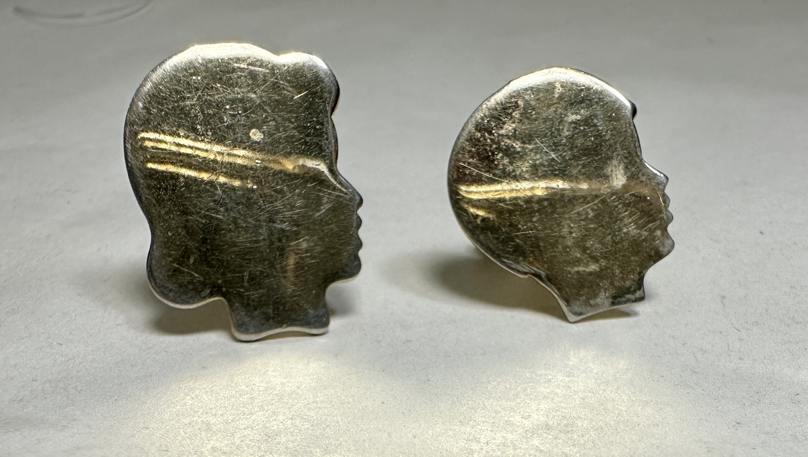 Vintage Men Cufflinks - Boy and Girl Profile -- 1960s - Image 6