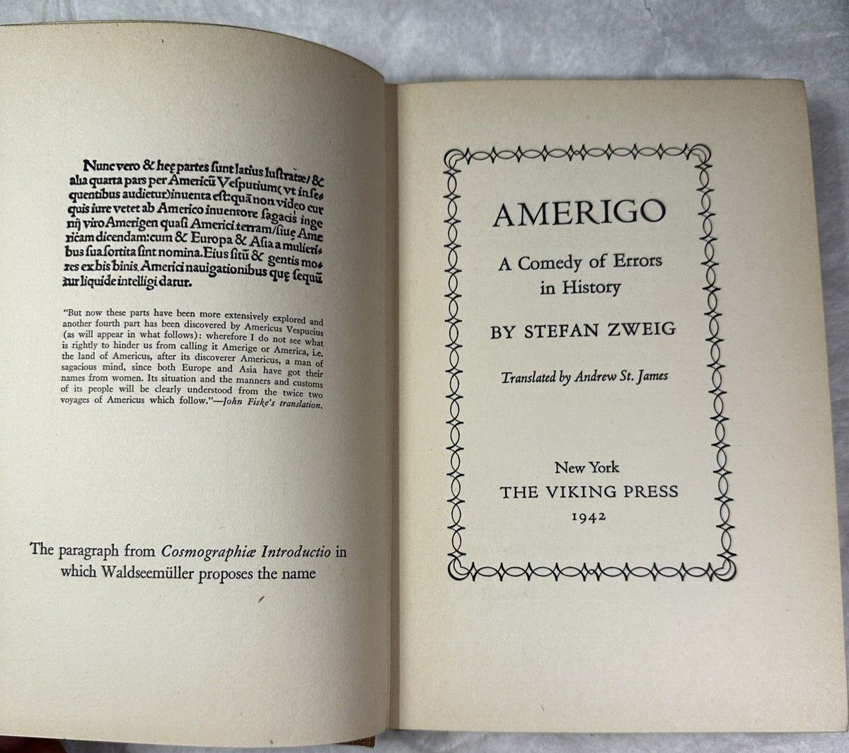 Stefan Zweig AMERIGO A Comedy of Errors in History 1st Edition 1st Printing 1942 - Image 4