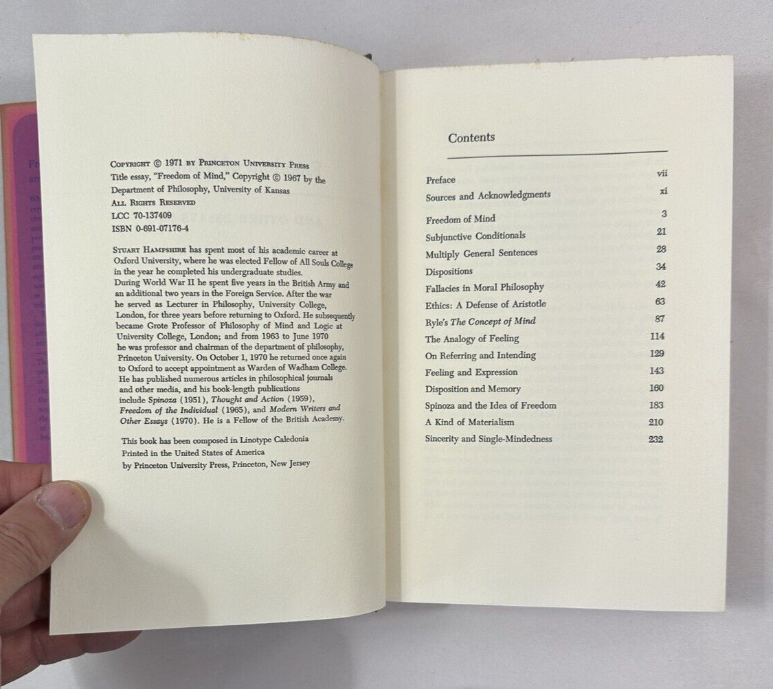 Freedom of Mind and Other Essays - Stuart Hampshire - 1971 First ed. - Image 4