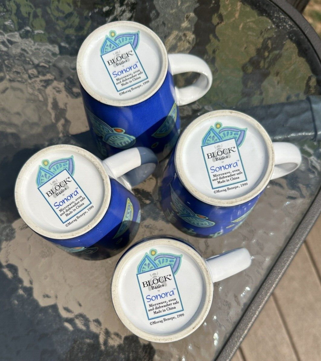 Four (4) Block Basics Sonora Mugs / Cups By Morag Benepe - 1999 Ceramic Pottery - Image 1