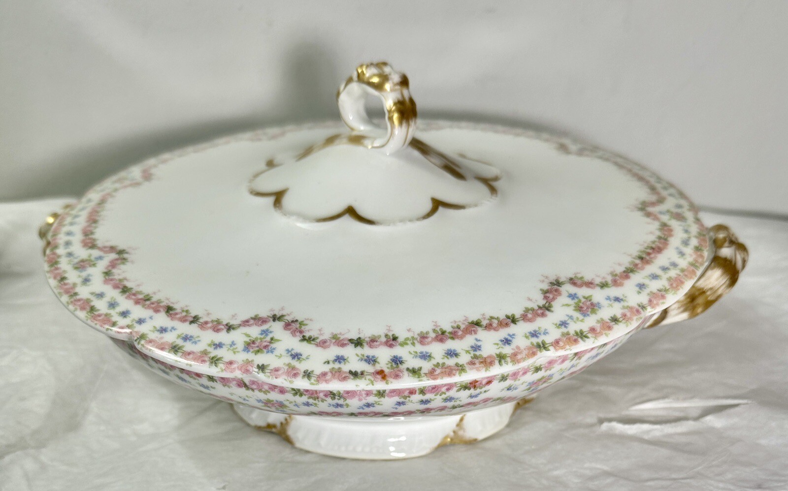 Jean Pouyat J.P.L Limoges Hand Painted Covered Vegetable Dish - Circa 1895