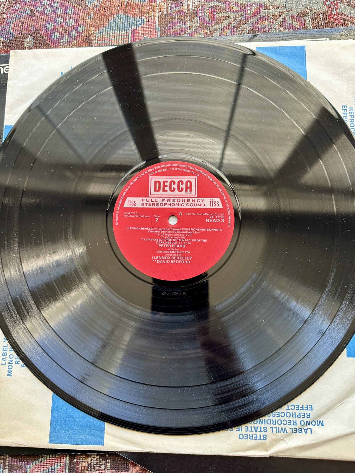 Lutoslawski / Berkeley / Bedford - Paroles Tissees - Peter Pears - Decca HEAD 3 - Image 3