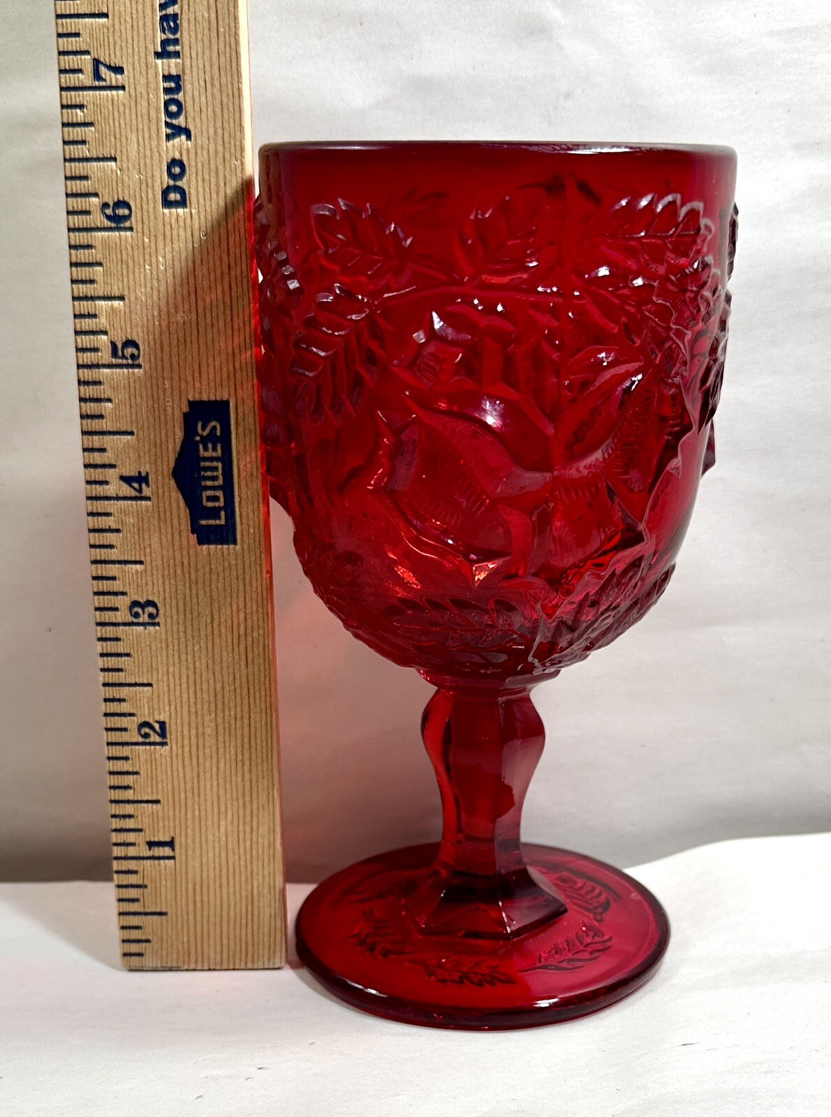 LG Wright Wild Rose Goblet - Ruby Red - 6.5″ - Immaculate - Image 2