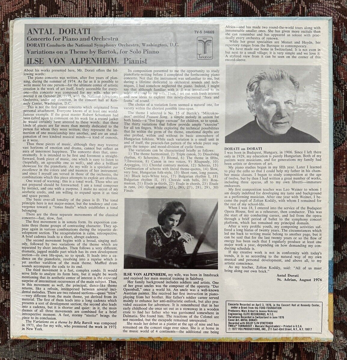 Antal Dorati Ilse von Alpenheim Concerto For Piano And Orchestra TV-S 34669  - Image 1