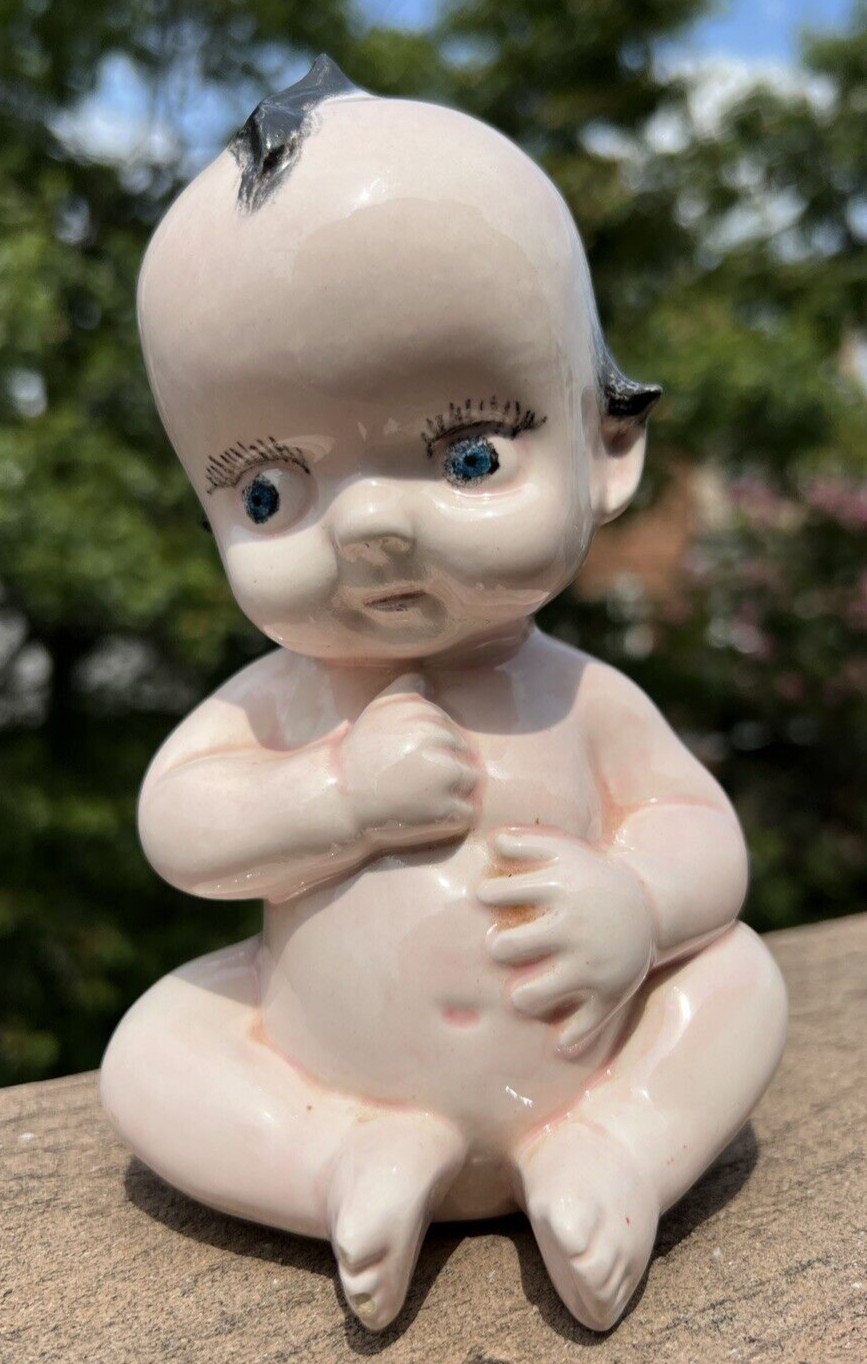 Antique Ceramic Baby Angel Piggy Bank - 6.5" Tall - Immaculate