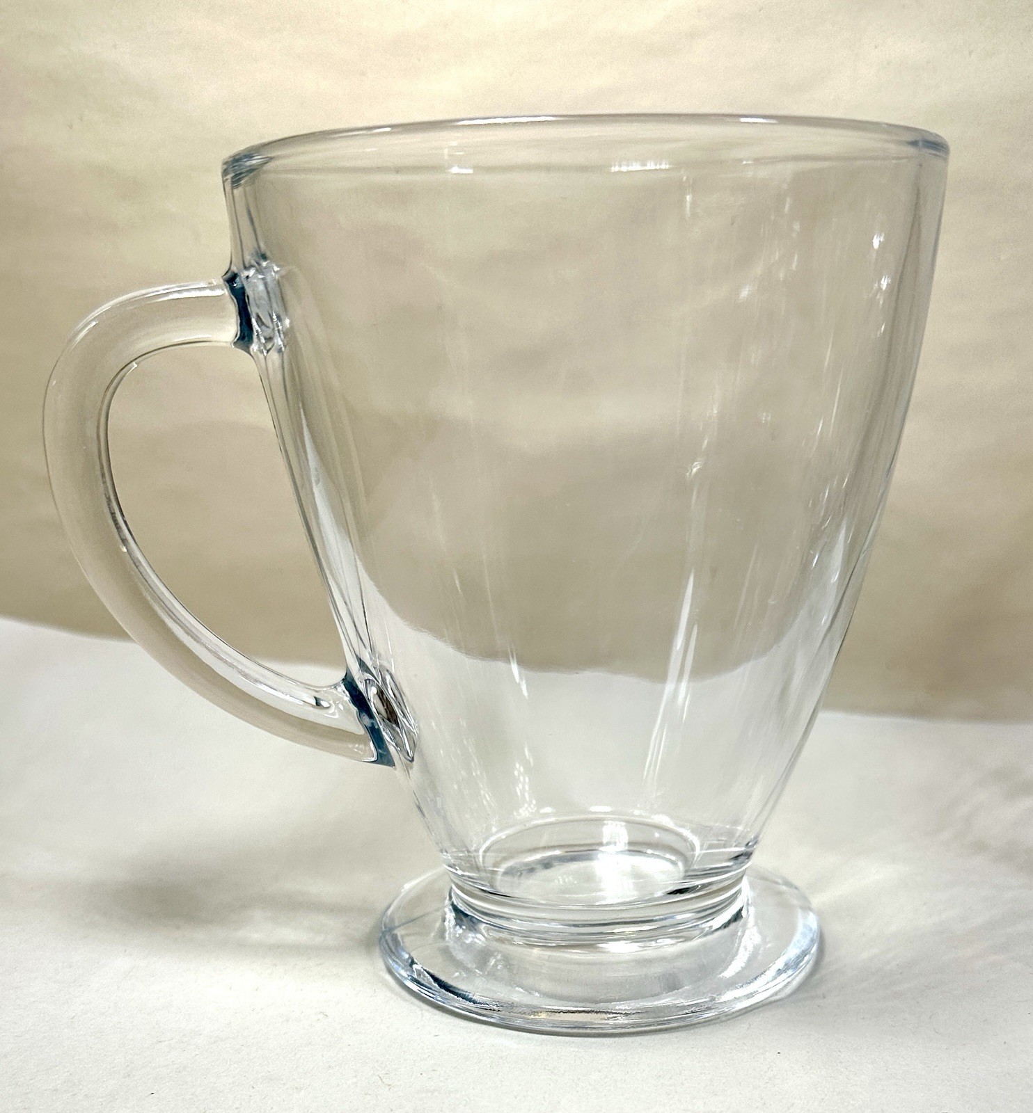 Set of 5 (Five) Footed Coffee Mugs Cups Clear Glass Hot Cold Drink 16 oz - NWOT - Image 2