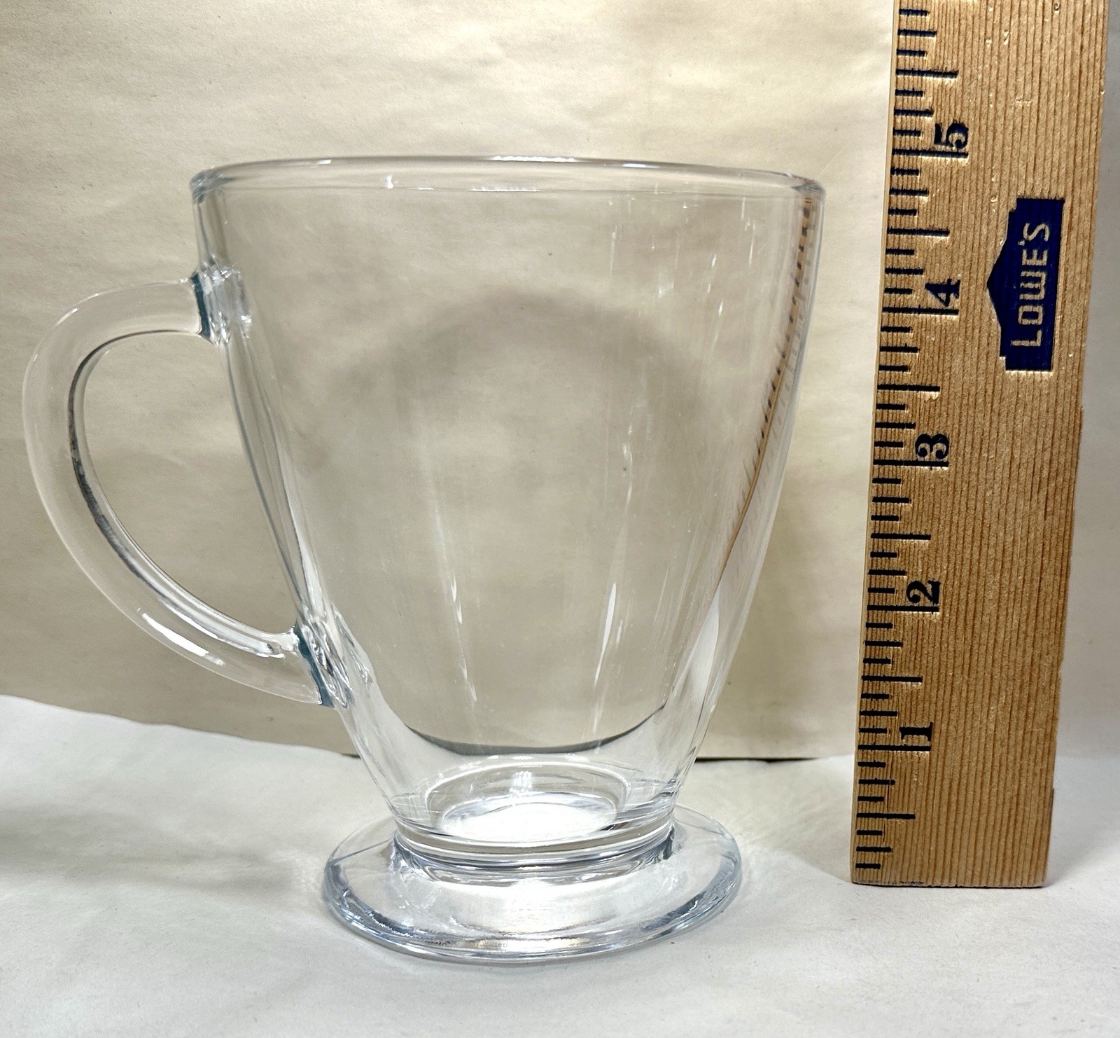 Set of 5 (Five) Footed Coffee Mugs Cups Clear Glass Hot Cold Drink 16 oz - NWOT - Image 4