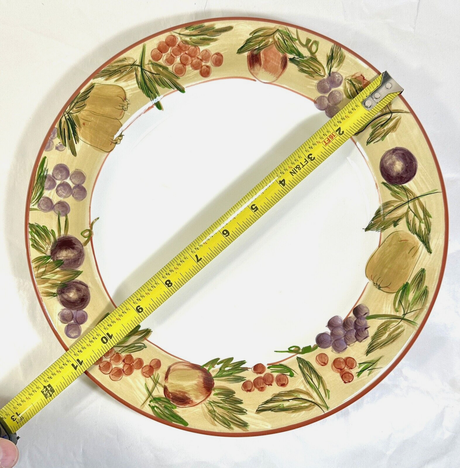 Set of Four (4) Oneida Earthenware VICTORIA Dinner Plates 11" - Fruit on Rim - Image 2