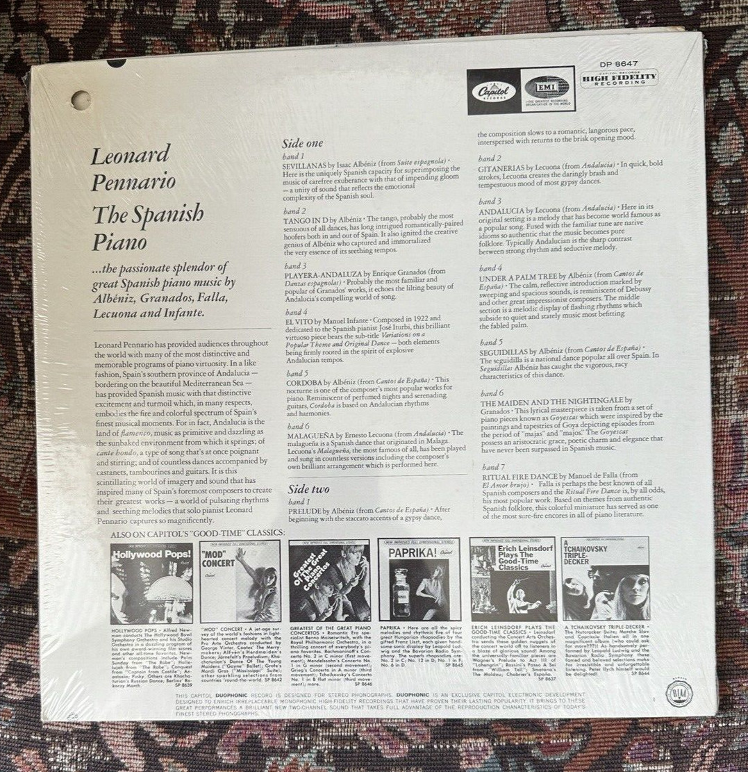 SEALED: LEONARD PENNARIO - The Spanish Piano - Capitol Records DP 8647 - Image 1