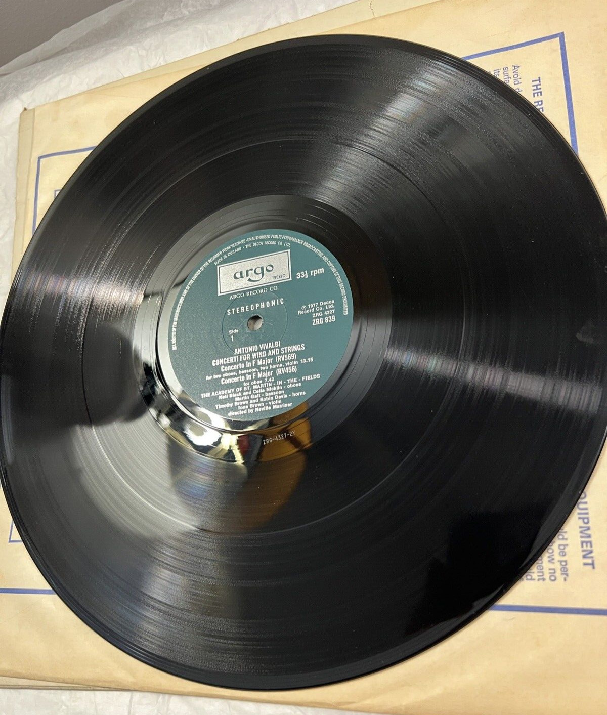 VIVALDI Concerti for Wind and Strings - ARGO ZRG-839 - Neville Marriner ASMF - Image 3