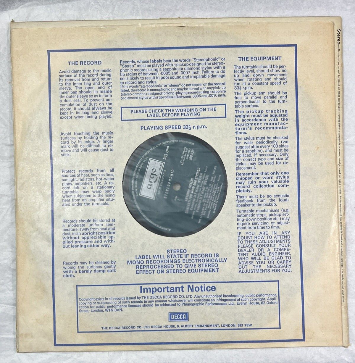 VIVALDI Concerti for Wind and Strings - ARGO ZRG-839 - Neville Marriner ASMF - Image 4