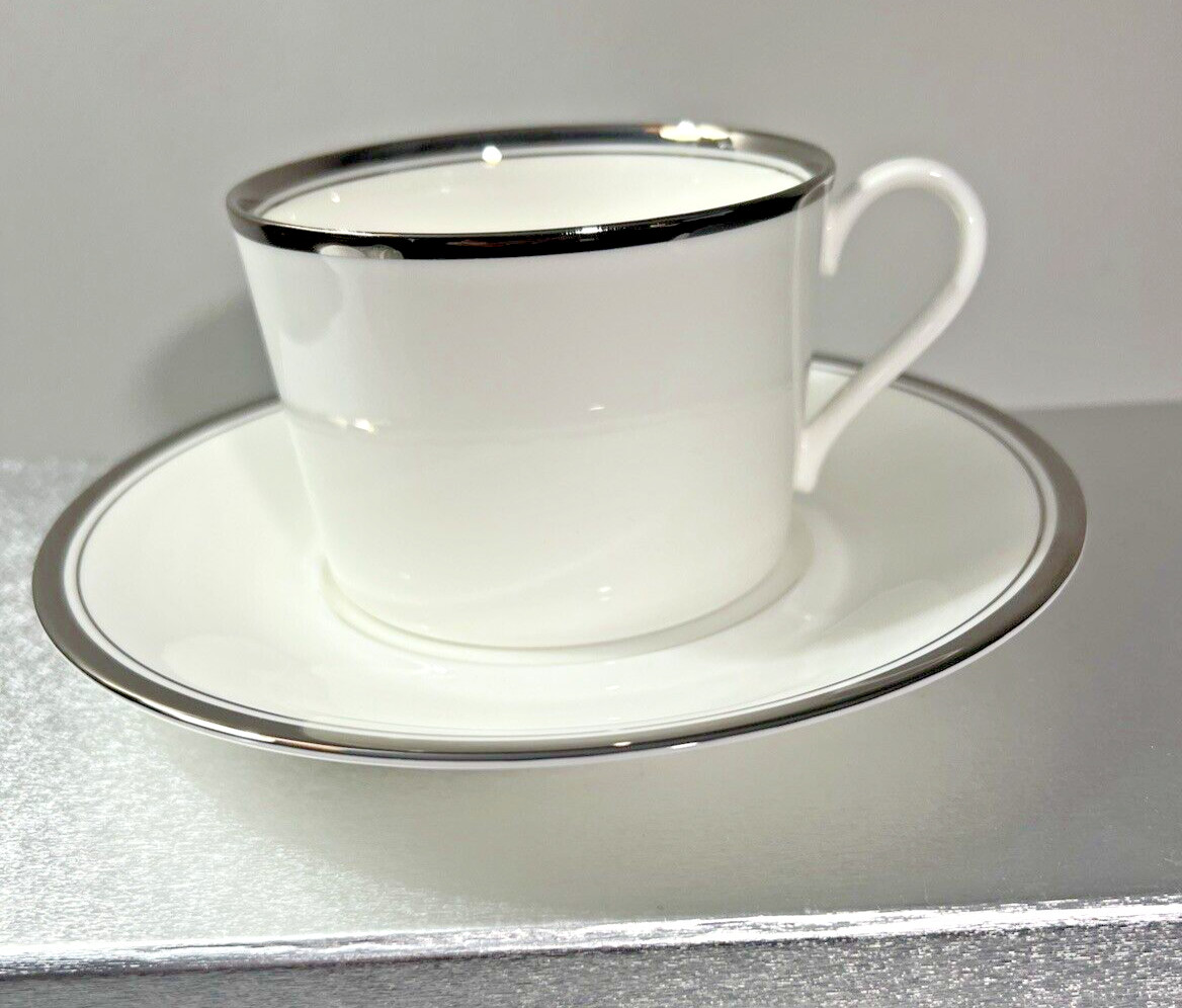 Two (2) Mikasa Platinum Halo Bon Jour Cups and Saucers - NIB