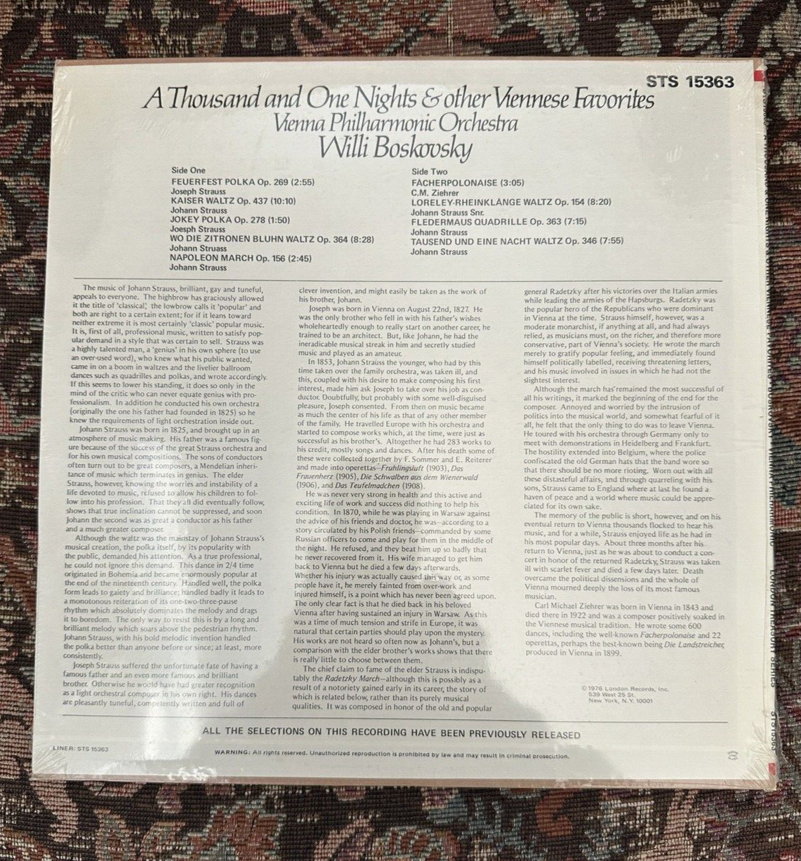 SEALED: Thousand and One Nights in Vienna - Willi Boskovsky - STS 15363 - Image 1