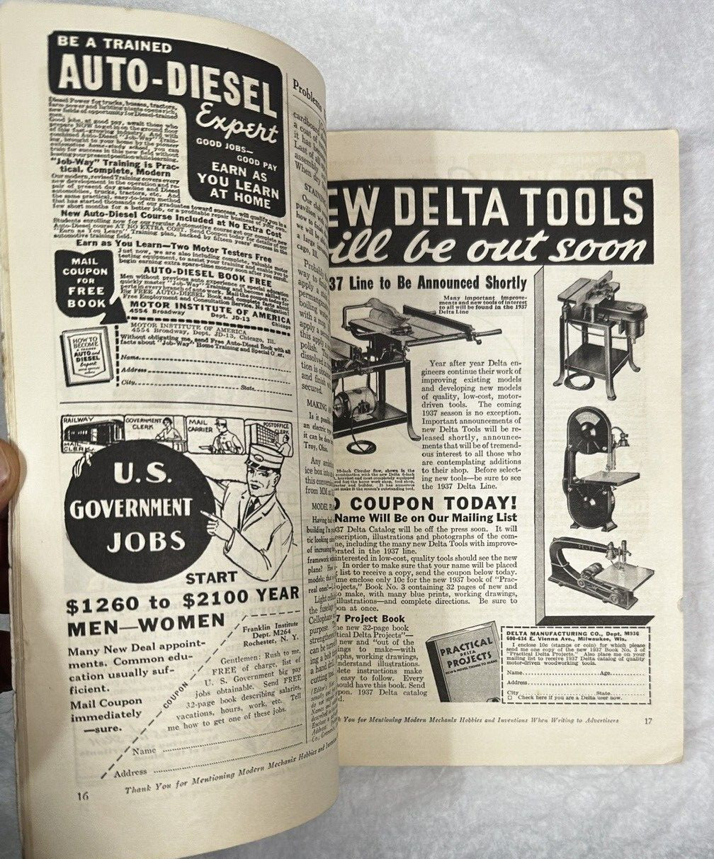 Modern Mechanix & Inventions Magazine September 1936 - German Paddle Plane - Image 1