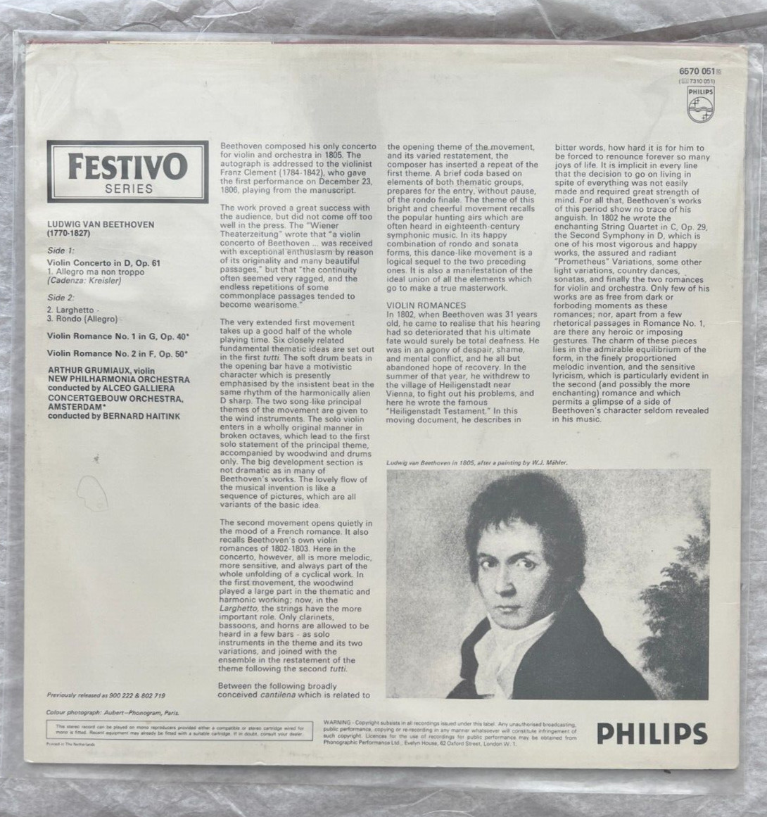 Beethoven Violin Concerto - Arthur Grumiaux - Philips 6570 051 - Image 7