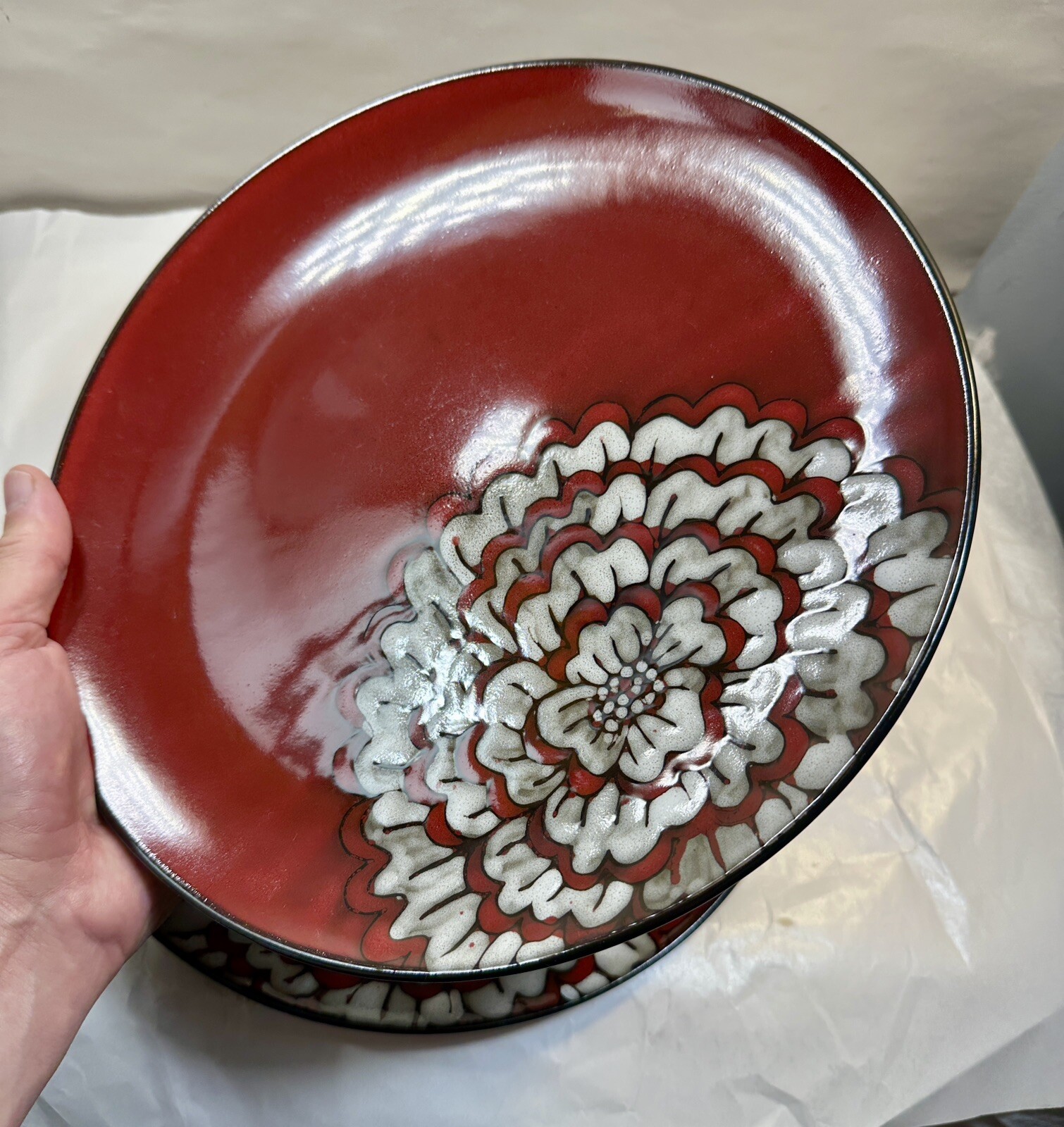 Two (2) Pier 1 Geranium Dinner Plates -- 11 Inches - Image 3