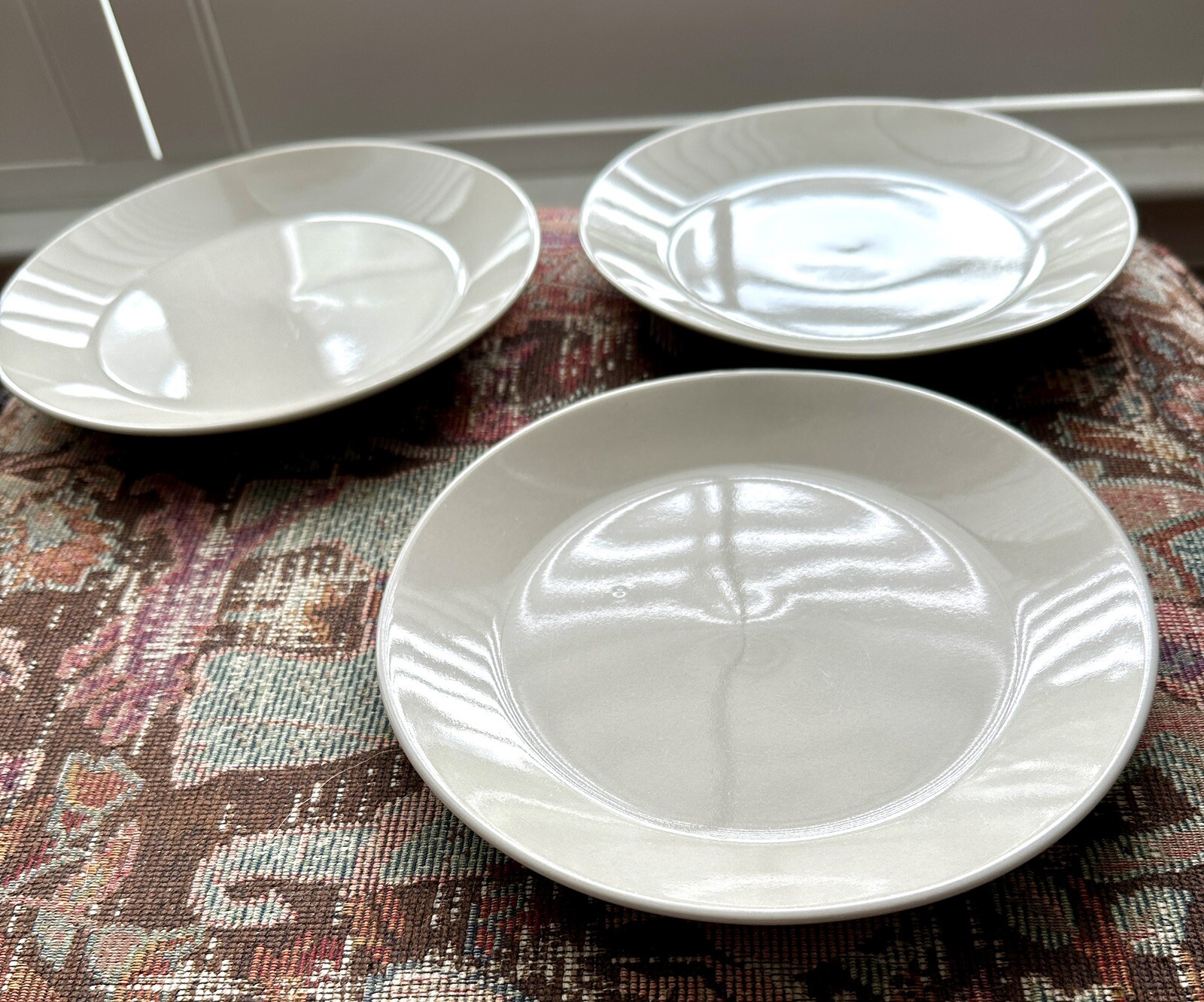 Three (3) IKEA 21521 Glossy Beige Tan Salad / Bread Plates - 7 5/8" - Immaculate - Image 4