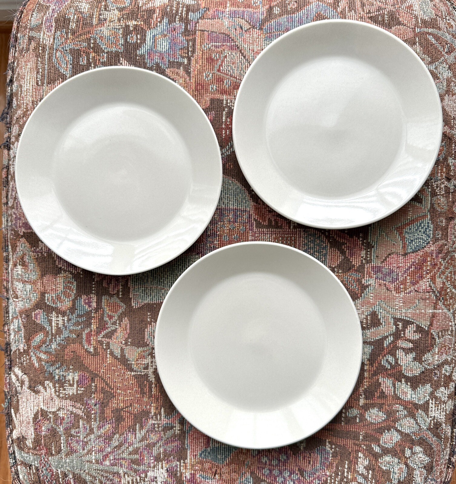 Three (3) IKEA 21521 Glossy Beige Tan Salad / Bread Plates - 7 5/8" - Immaculate