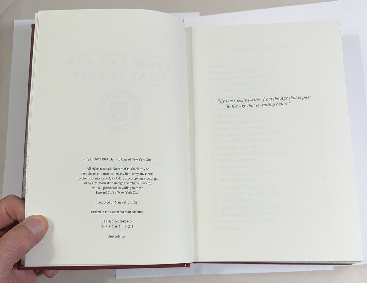 From the Age That Is Past : Harvard Club of New York City - First Ed. HC - Image 2