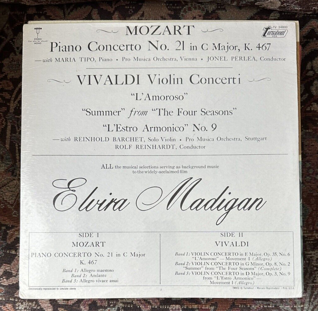 SEALED: Maria Tipo - Mozart & Vivaldi / Elvira Madigan / Turnabout  TV 34800 - Image 1
