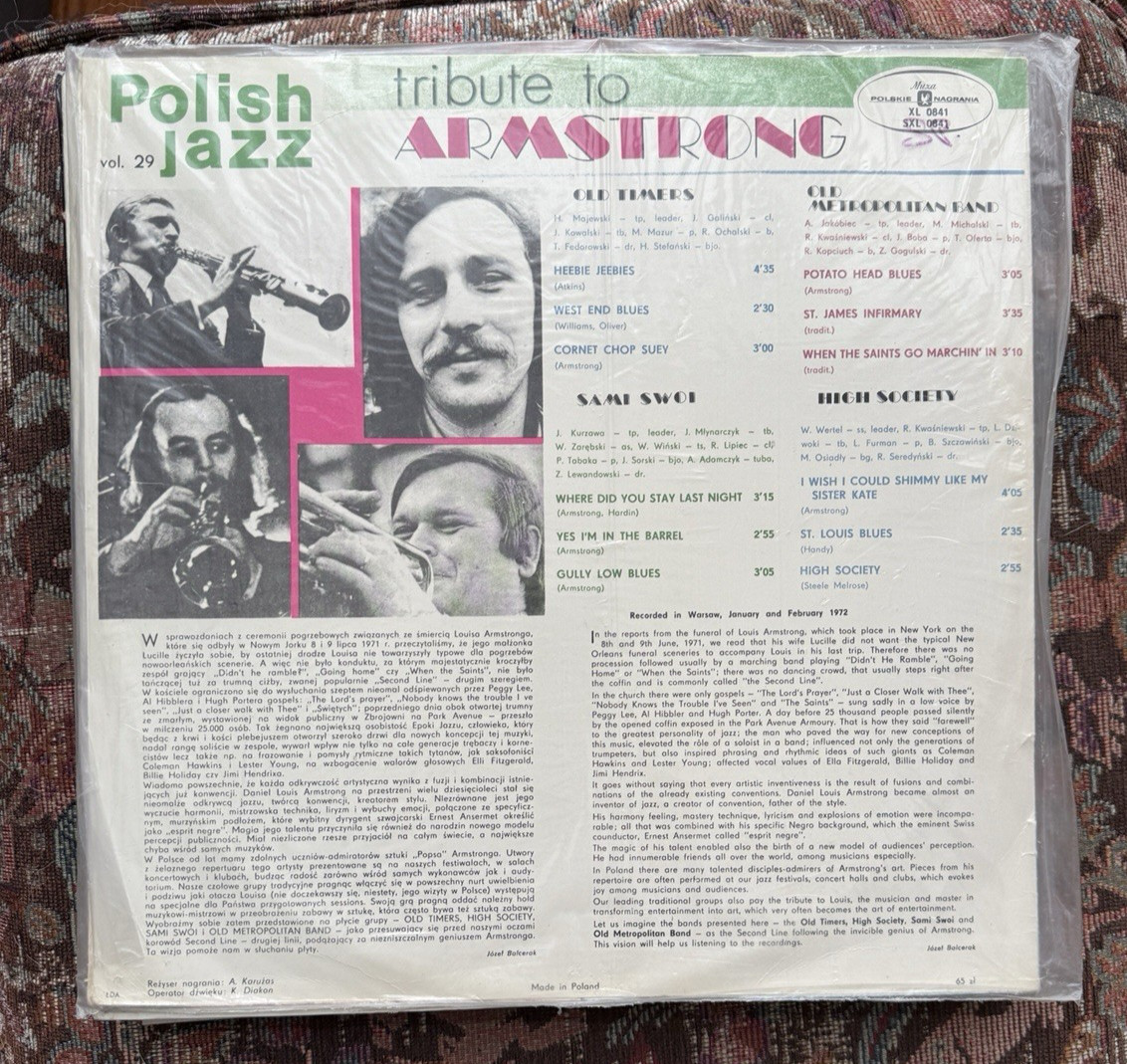 SEALED: Tribute to Armstrong -  Polish Jazz - Polski Nagrania SXL 0841 - Image 1