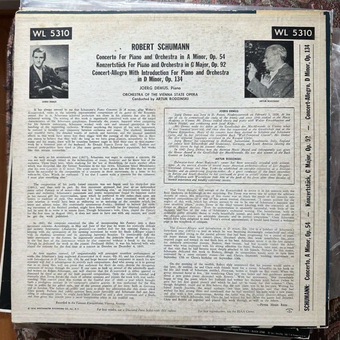 Demus Plays Schumann Concerti - Westminster WL5310 - Image 5