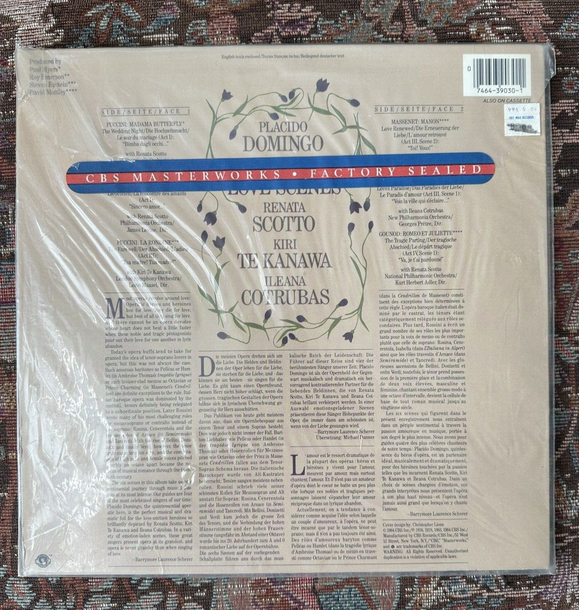 SEALED: Placido Domingo- Great Love Scenes - CBS Masterworks - M 39030 - Image 1