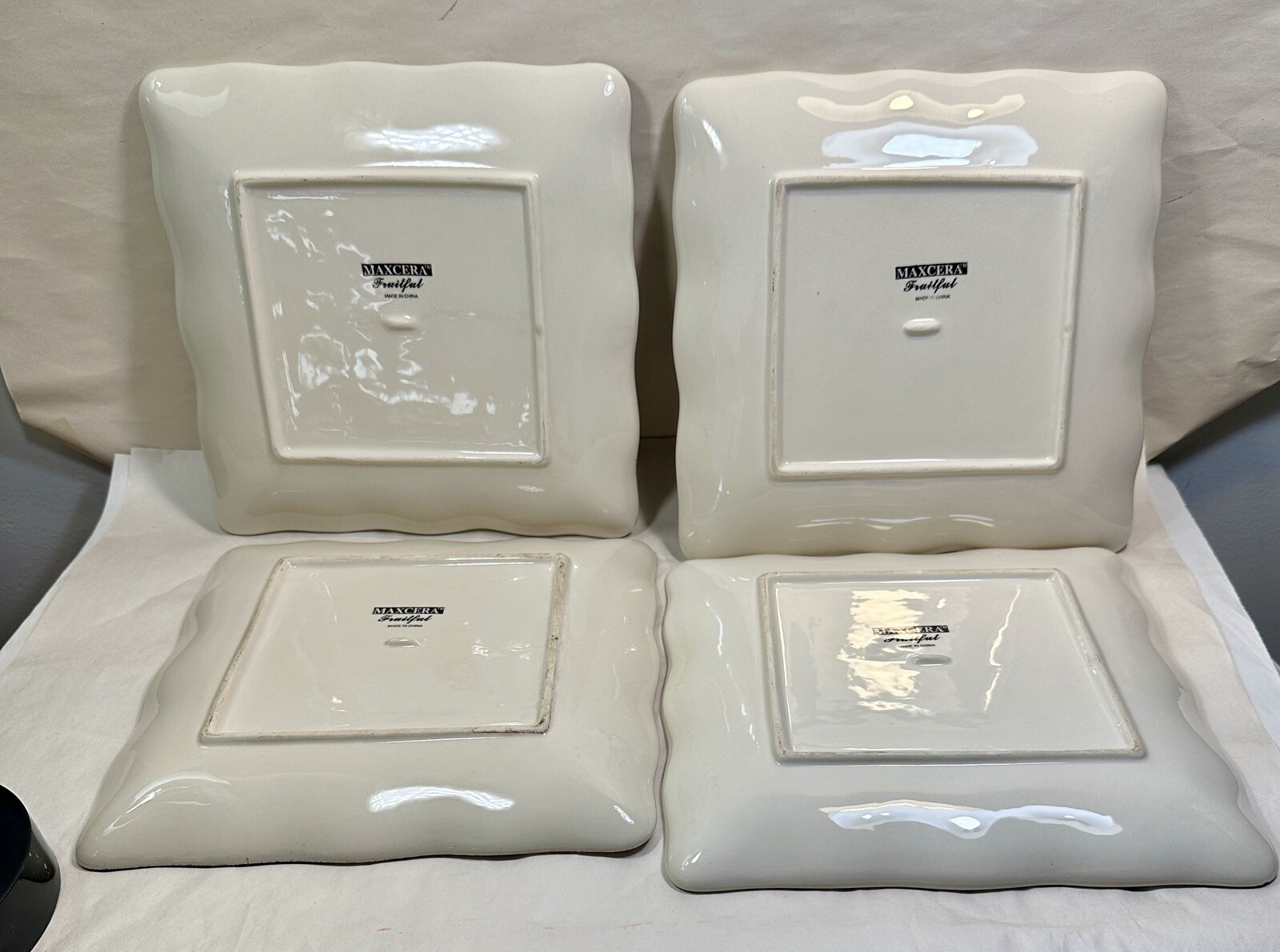 MAXCERA Hand Painted “Fruitful” Ceramic Square Plates 9” Inch - Set Of 4 - Image 6