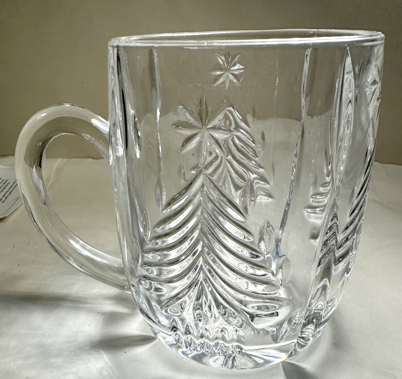Mikasa Christmas Tree Lead Crystal Coffee / Tea Mug - Holiday - New With Tags - Image 2