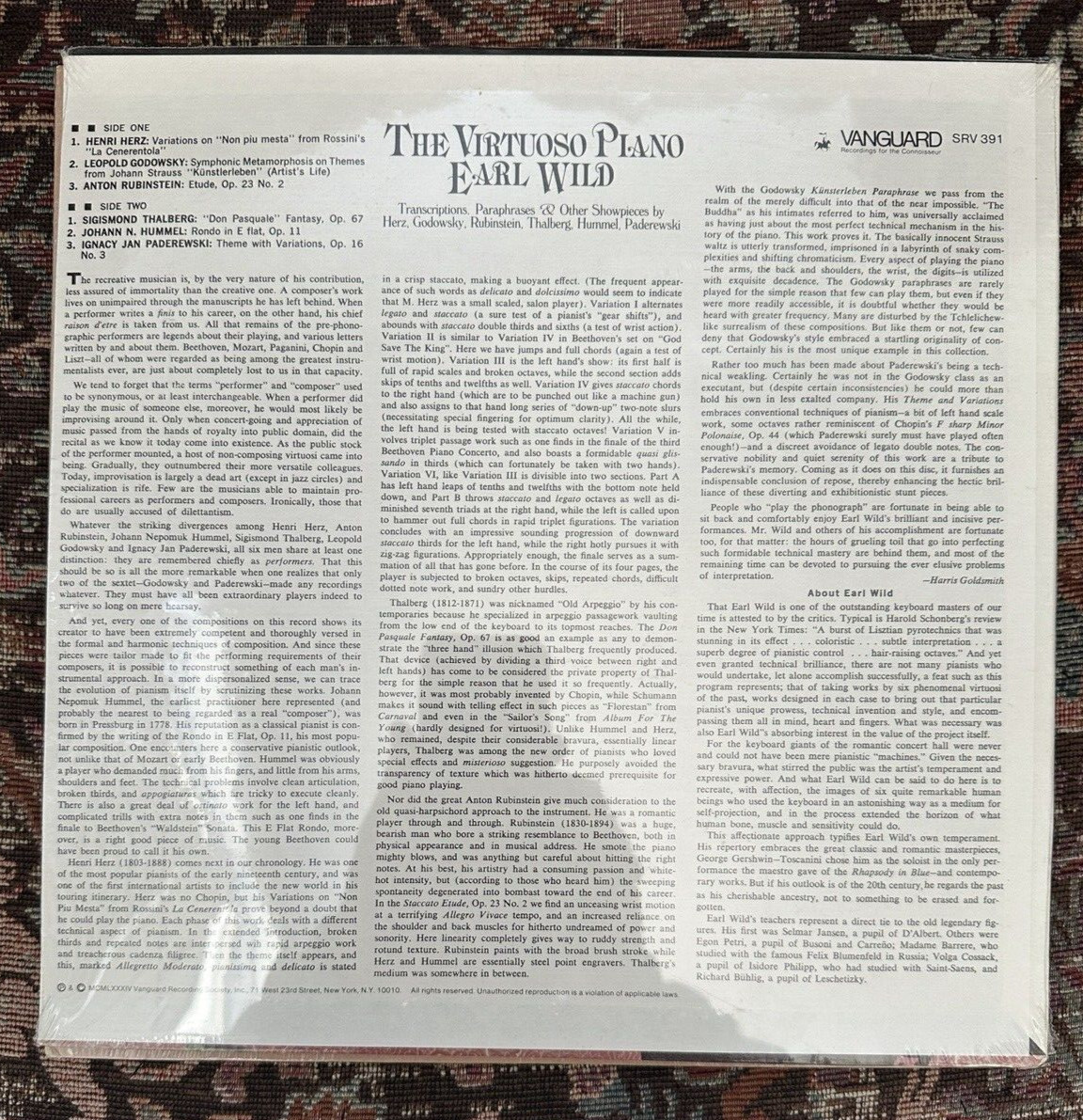 SEALED: Earl Wild – The Virtuoso Piano - Vanguard SRV 391 - Image 1
