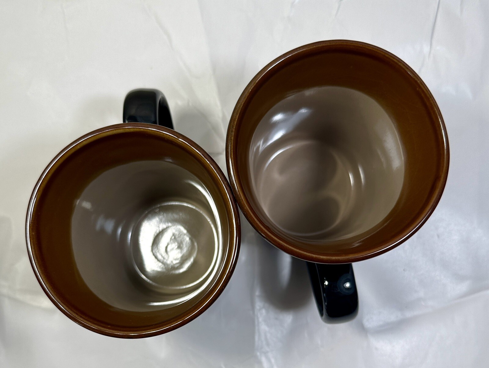 Two (2) Royal Norfolk Black Stoneware Coffee Latte Mugs w/ Brown Rim 14 oz 5" - Image 1