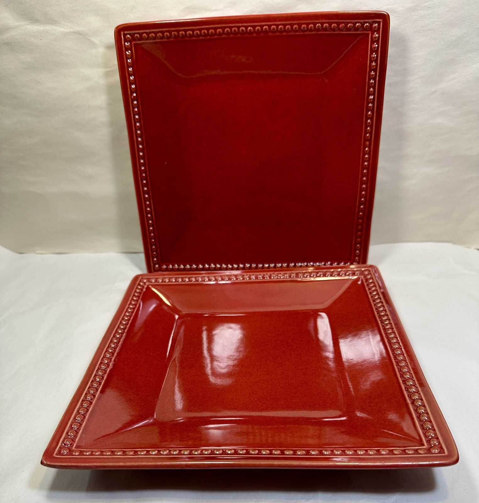 Set of 2 Pier 1 Imports Spice Route Paprika 8 3/8" Square Salad Plates - NOS