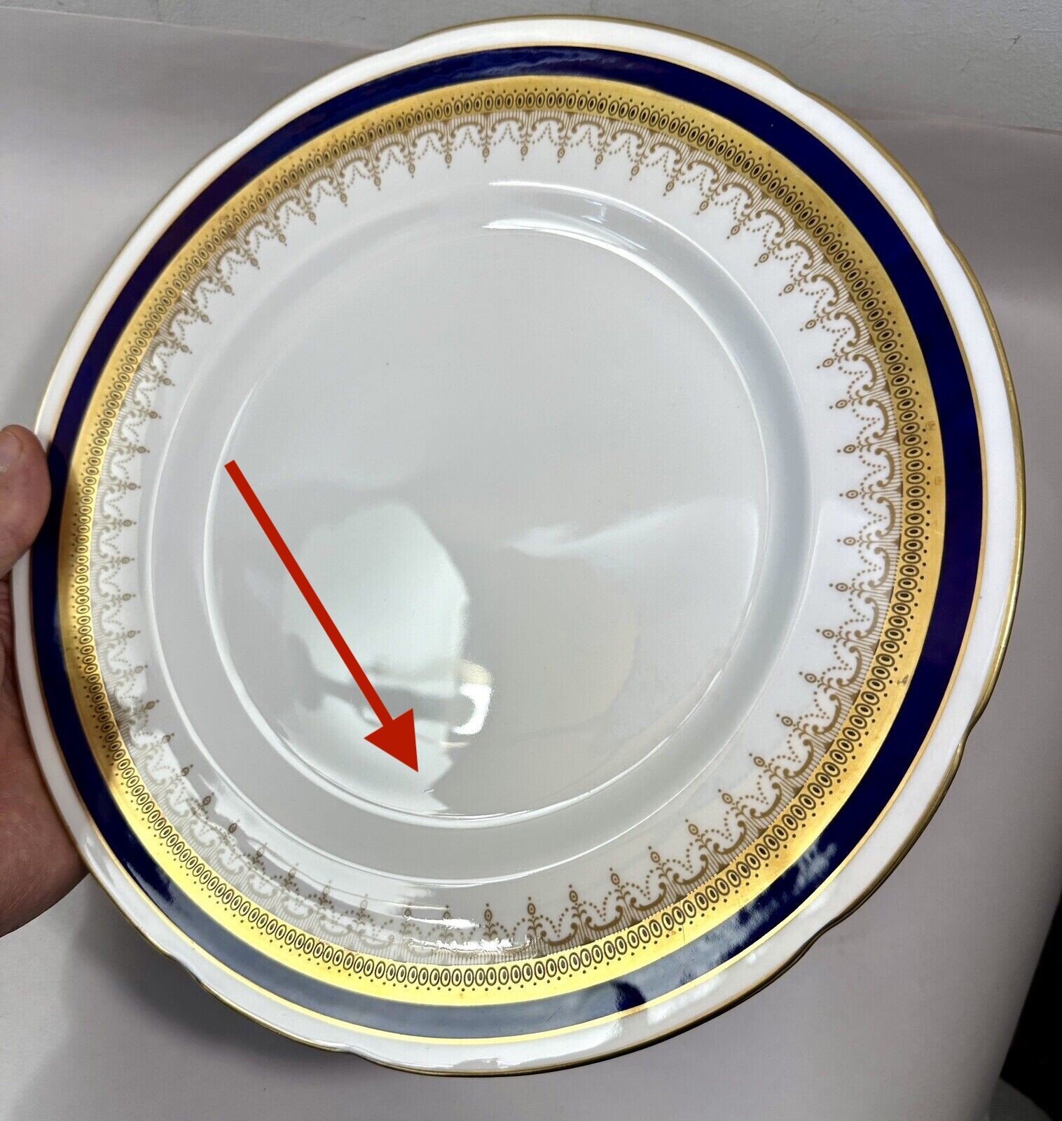 Paragon Stirling Dinner Plate 10 3/4” Cobalt Blue and Gold - UK - Small Defect - Image 1