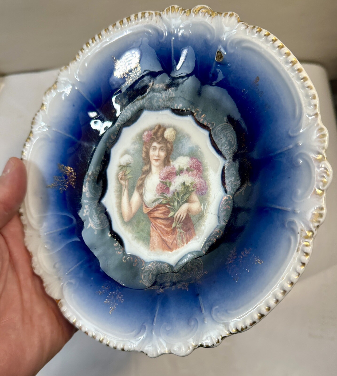 Royal Bavarian China P.M.B Germany Cobalt Plate - Manufacturing Defect - Image 1