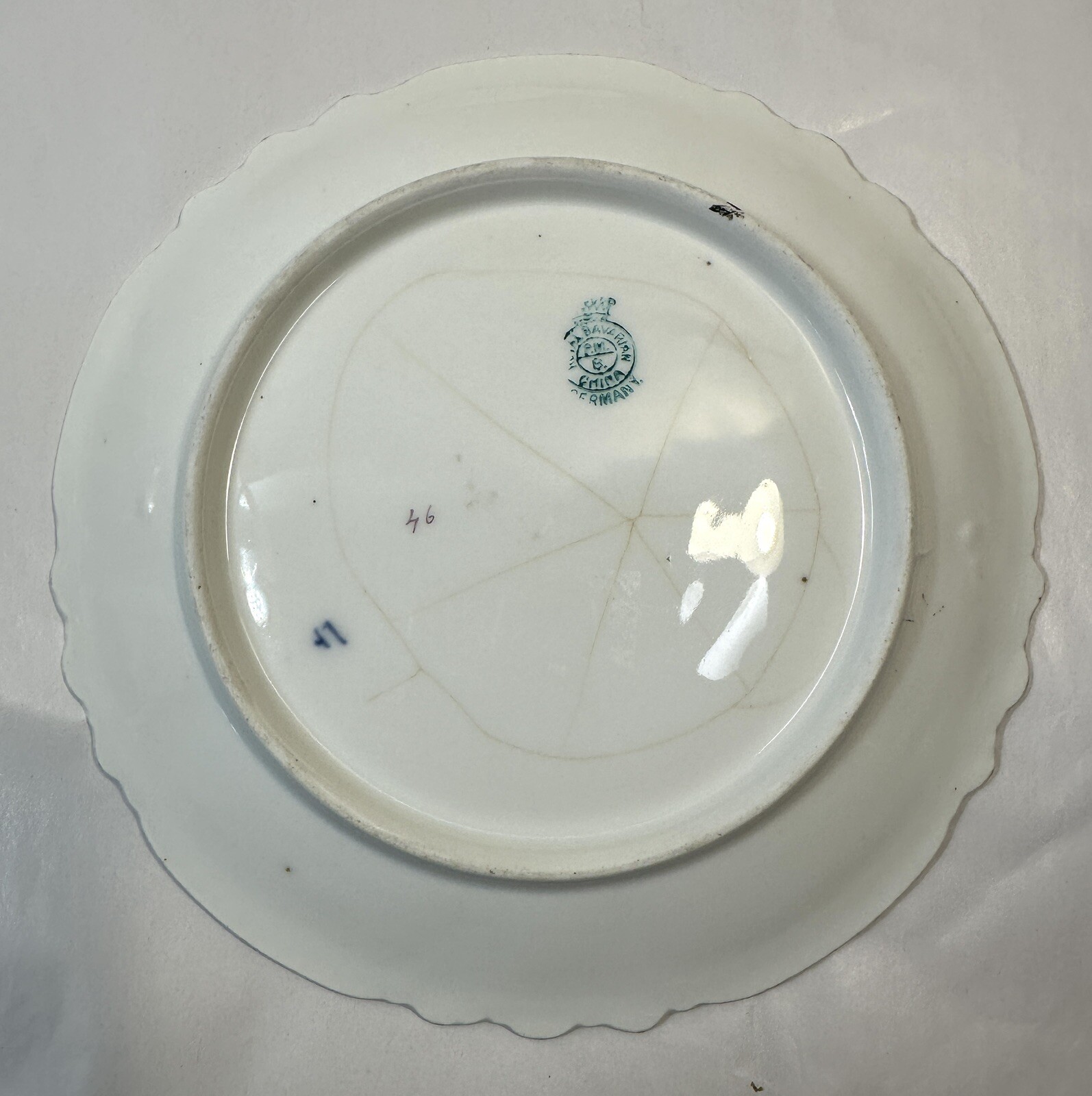 Royal Bavarian China P.M.B Germany Cobalt Plate - Manufacturing Defect - Image 6
