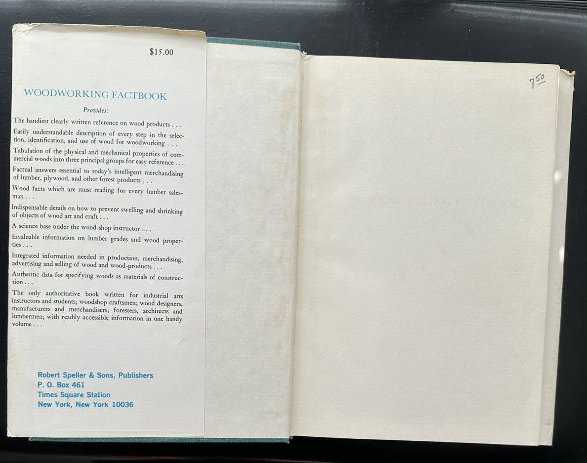 Woodworking Factbook Donald G. Coleman  Hardcover 1st Edition 1966 Vintage - Image 1