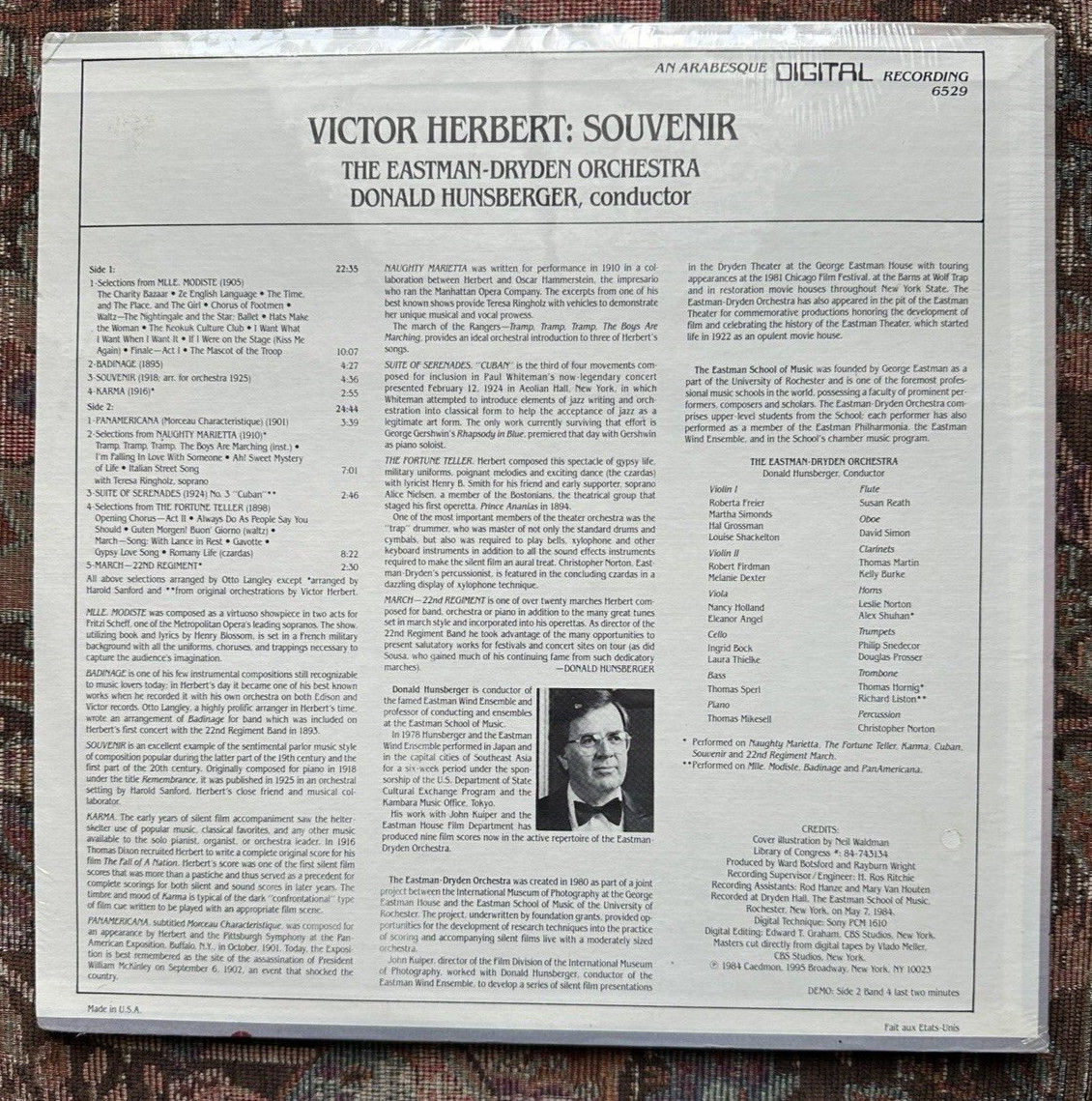 SEALED: Victor Herbert - Souvenir - Donald Hunsberger - Arabesque 6529 - Image 1
