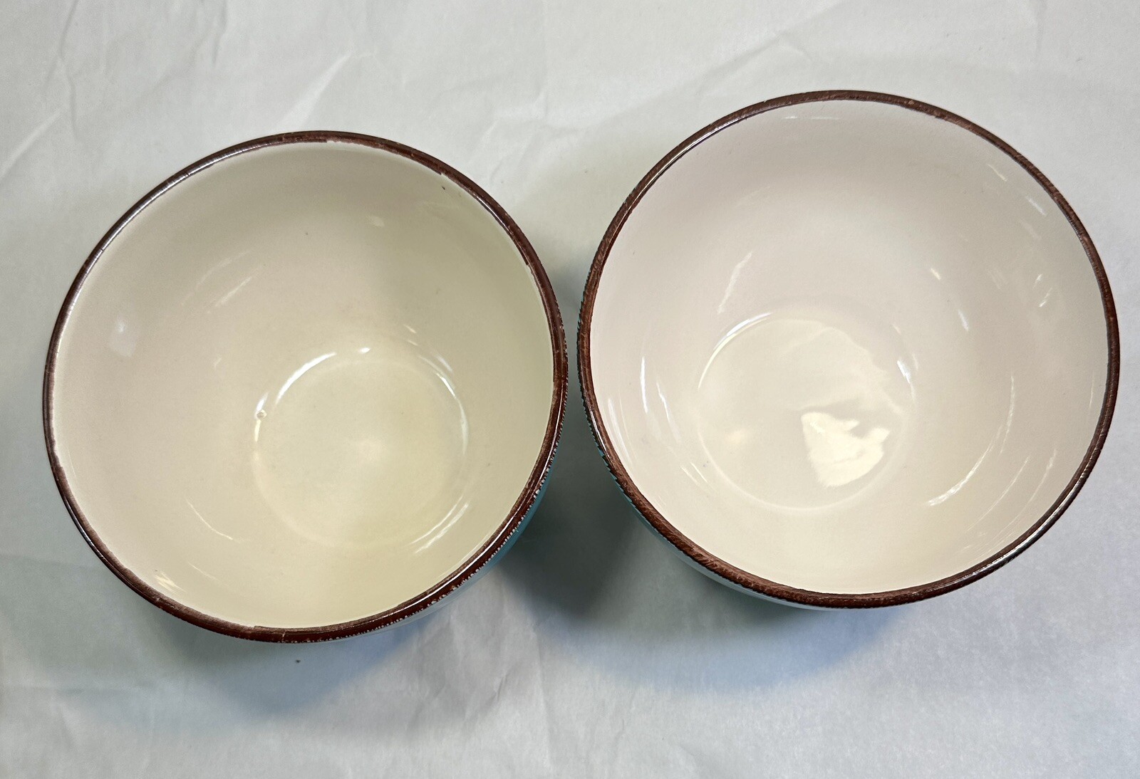 Set of 2 Royal Norfolk Turquoise Swirl Soup / Cereal Bowls -  5-1/2"  Stoneware - Image 2