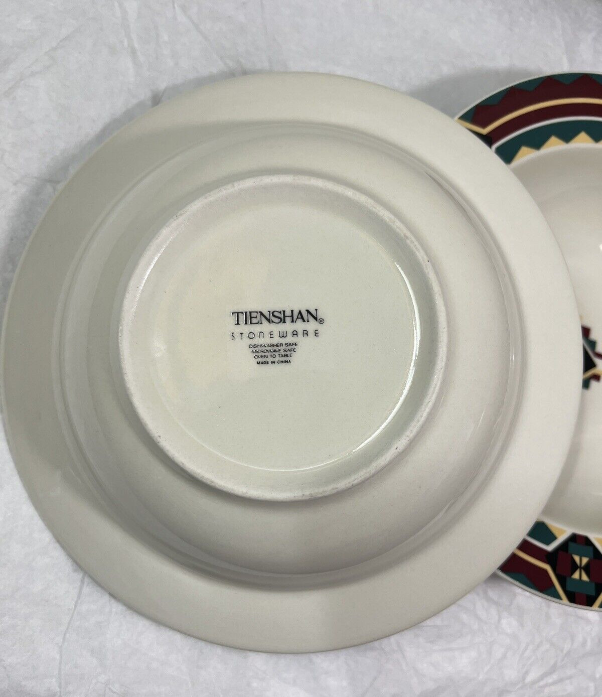 Two Tienshan Stoneware Southwestern Green, Brown and Cream Soup / Cereal Bowls - Image 4