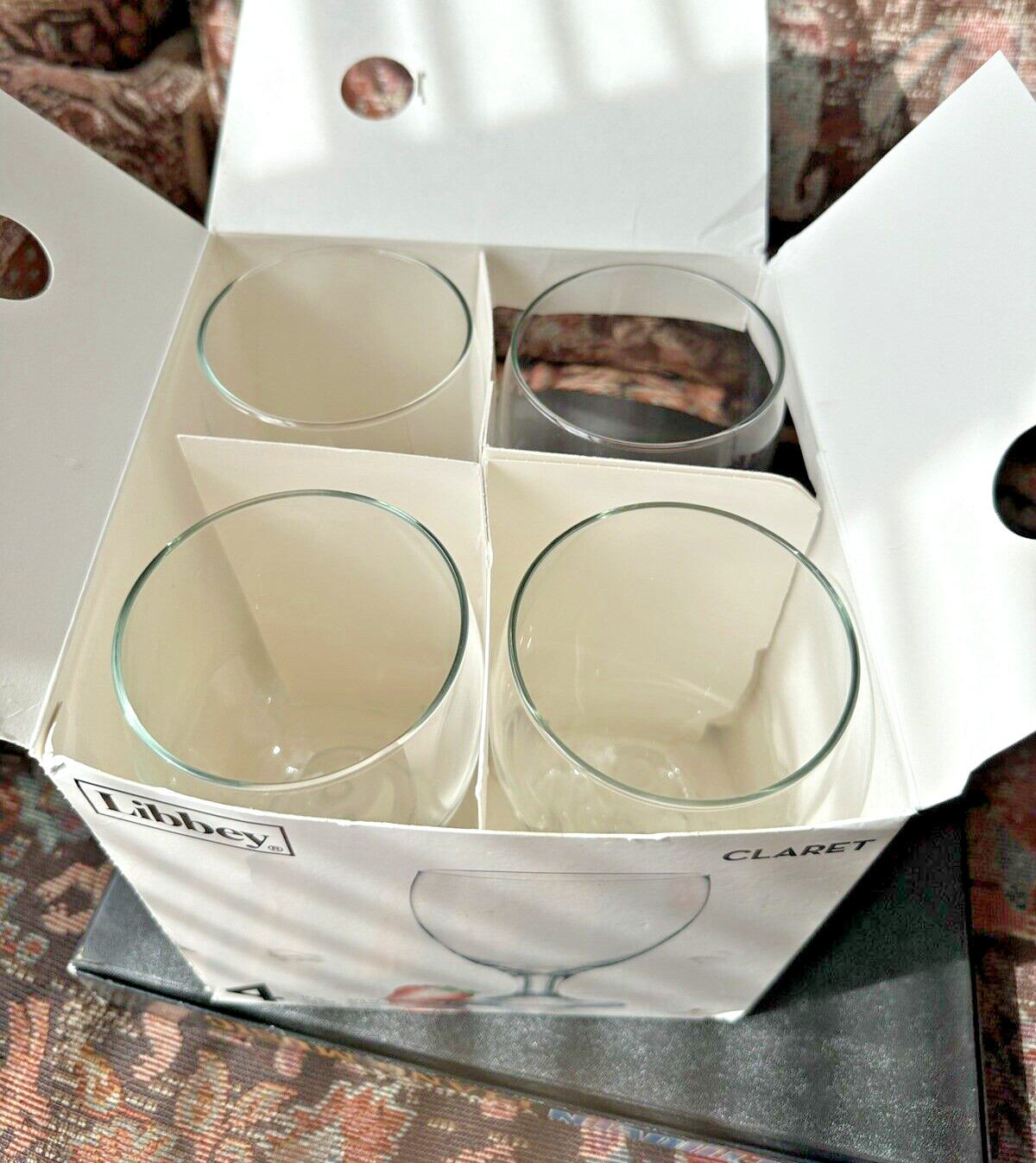 Libbey Box Set of 4 Claret Stemmed Beverage Glass Glasses 16oz Iced Tea - Image 4