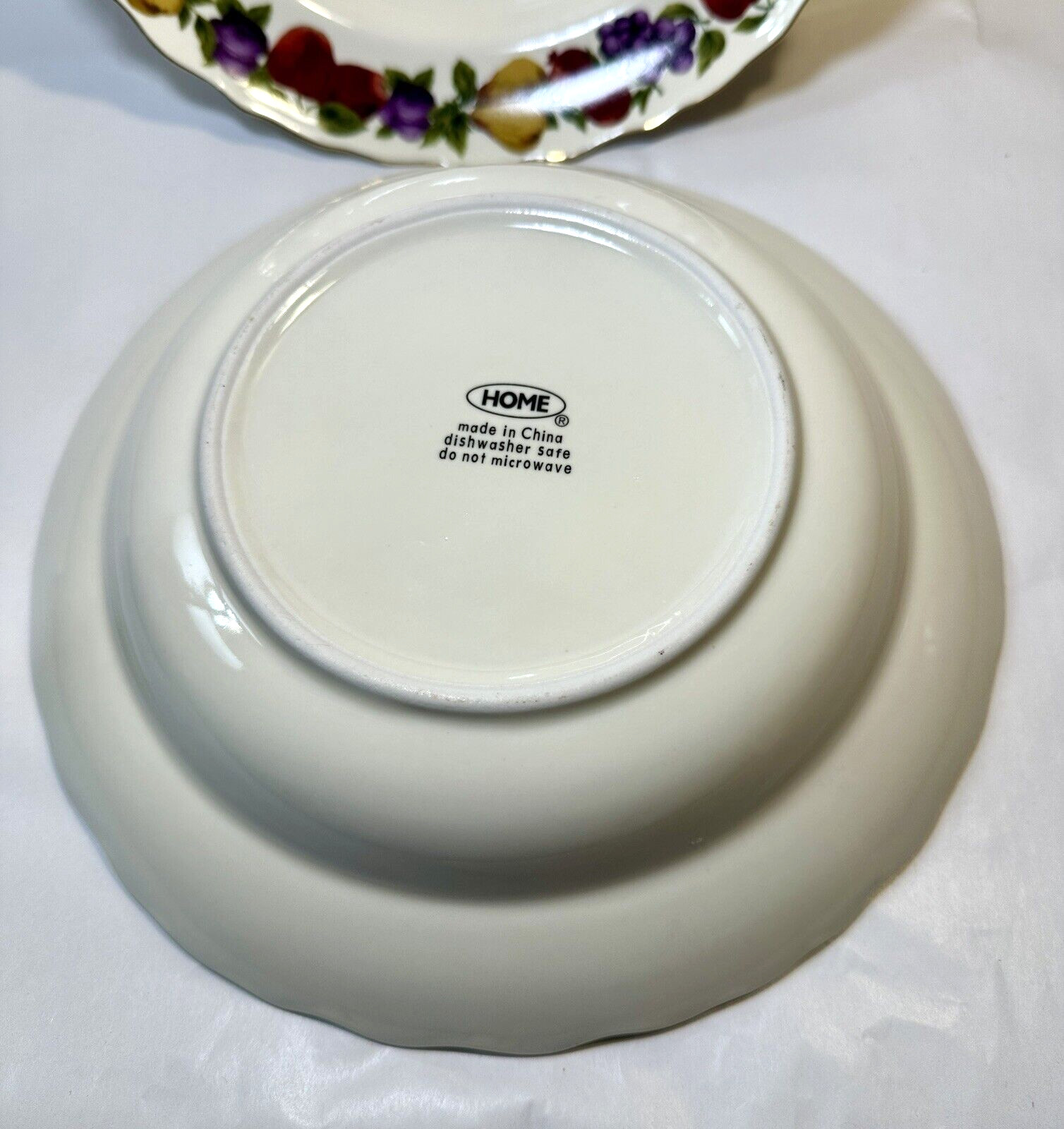 Set Of 2 Home Age Of Elegance Fruit Scalloped Gold Large Rim Soup Bowls 9-1/4” - Image 3