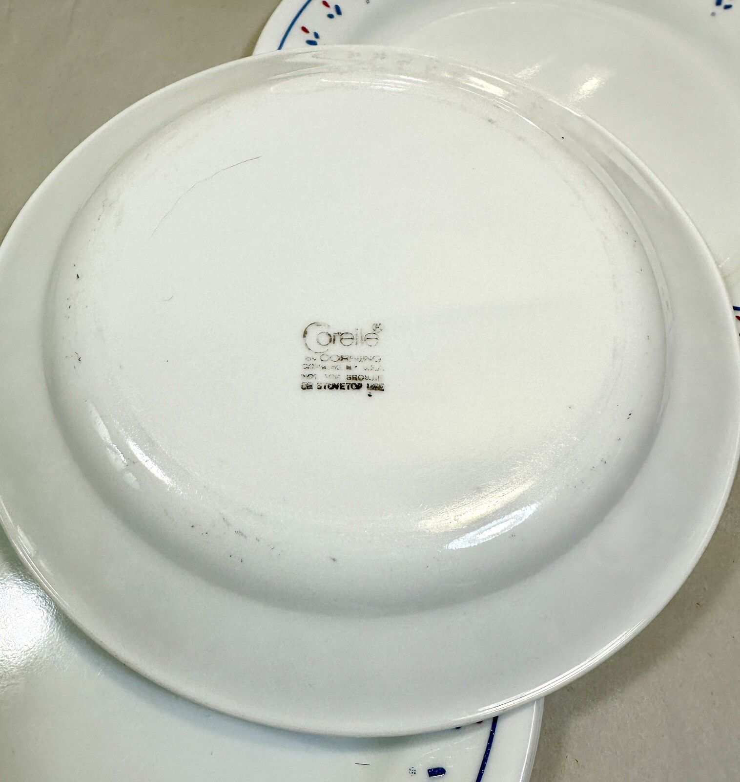 Set of 5 VTG Corelle Normandy Bread Plates - Red & Blue Flowers - 7 1/8”  EUC - Image 2