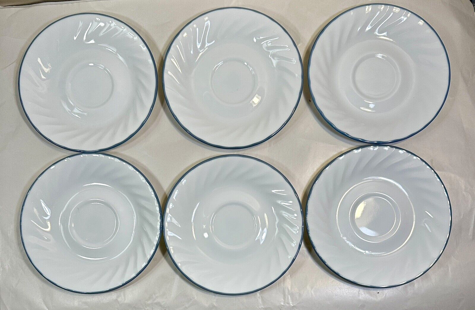 Set of Six (6) Corelle Pink Trio Saucers - 6 1/8" - Unboxed, NWOT